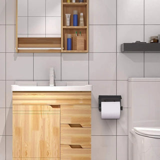 Toilet Paper Holder with Phone Shelf Paper Roll Holder Roll Tissue Holder for Bathroom Self Adhesive or with Screws Stainless