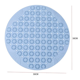 Bathroom Mat Anti-slip Sucker Round PVC Bath Mat with Drain Hole Silicone Bathing Rugs Foot Massage Pad Bathtub Soft Shower Mat
