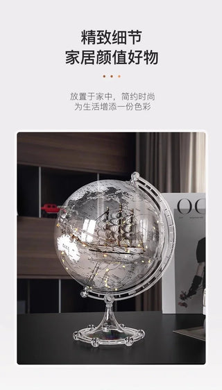 Luxury Modern Globe Ornament With Sailboat Accent, Elegant Metal Sculpture For Living Room TV Stand Wine Cabinet Office Desk