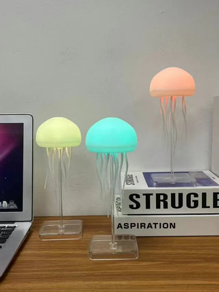 Bionic Jellyfish Night Light,USB Rechargeable with Voice Control,Dancing Tentacles,5 RGB Gradient,Floating Lamp,Bedroom Decor