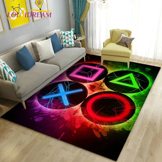 3D Cartoon Gamer Game Controller Area Rug,Carpet Rug for Living Room Bedroom Sofa Doormat Decoration,Kid Play Non-slip Floor Mat