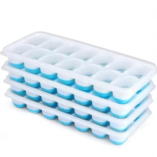 14 Cube Easy Release Ice Cube Tray Mold with Lid Silicone Square Molds Summer Kitchen Bar DIY Iced Cocktail Freeze Tool