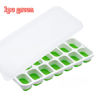 14 Cube Easy Release Ice Cube Tray Mold with Lid Silicone Square Molds Summer Kitchen Bar DIY Iced Cocktail Freeze Tool