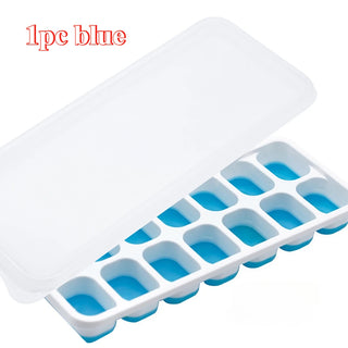 14 Cube Easy Release Ice Cube Tray Mold with Lid Silicone Square Molds Summer Kitchen Bar DIY Iced Cocktail Freeze Tool