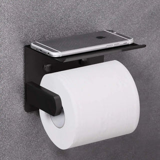 Toilet Paper Holder with Phone Shelf Paper Roll Holder Roll Tissue Holder for Bathroom Self Adhesive or with Screws Stainless