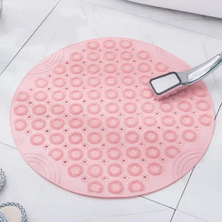 Bathroom Mat Anti-slip Sucker Round PVC Bath Mat with Drain Hole Silicone Bathing Rugs Foot Massage Pad Bathtub Soft Shower Mat