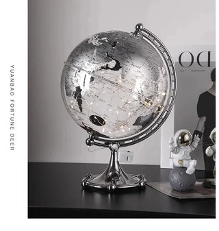 Luxury Modern Globe Ornament With Sailboat Accent, Elegant Metal Sculpture For Living Room TV Stand Wine Cabinet Office Desk