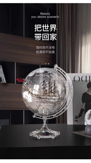Luxury Modern Globe Ornament With Sailboat Accent, Elegant Metal Sculpture For Living Room TV Stand Wine Cabinet Office Desk