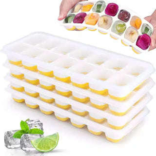 14 Cube Easy Release Ice Cube Tray Mold with Lid Silicone Square Molds Summer Kitchen Bar DIY Iced Cocktail Freeze Tool