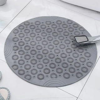 Bathroom Mat Anti-slip Sucker Round PVC Bath Mat with Drain Hole Silicone Bathing Rugs Foot Massage Pad Bathtub Soft Shower Mat