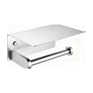 Toilet Paper Holder with Phone Shelf Paper Roll Holder Roll Tissue Holder for Bathroom Self Adhesive or with Screws Stainless