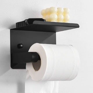 Toilet Paper Holder with Phone Shelf Paper Roll Holder Roll Tissue Holder for Bathroom Self Adhesive or with Screws Stainless